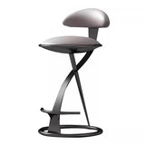 Luxurious Modern Round Bar Stool in Microfiber Leather & Stainless Steel with Backrest and Footrest for Kitchen & Bar