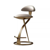 Luxurious Modern Round Bar Stool in Microfiber Leather & Stainless Steel with Backrest and Footrest for Kitchen & Bar