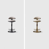 Luxurious Modern Round Bar Stool in Microfiber Leather & Stainless Steel with Backrest and Footrest for Kitchen & Bar
