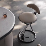 Luxurious Modern Round Bar Stool in Microfiber Leather & Stainless Steel with Backrest and Footrest for Kitchen & Bar