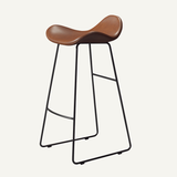 Modern Scandinavian PU Leather & Iron Triangle Bar Stool with Backrest and Footrest for Kitchen & Bar