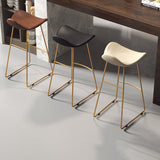 Modern Scandinavian PU Leather & Iron Triangle Bar Stool with Backrest and Footrest for Kitchen & Bar
