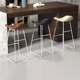 Modern Scandinavian PU Leather & Iron Triangle Bar Stool with Backrest and Footrest for Kitchen & Bar