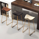 Modern Scandinavian PU Leather & Iron Triangle Bar Stool with Backrest and Footrest for Kitchen & Bar