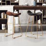 Modern Scandinavian PU Leather & Iron Triangle Bar Stool with Backrest and Footrest for Kitchen & Bar