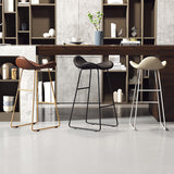 Modern Scandinavian PU Leather & Iron Triangle Bar Stool with Backrest and Footrest for Kitchen & Bar