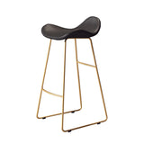 Modern Scandinavian PU Leather & Iron Triangle Bar Stool with Backrest and Footrest for Kitchen & Bar