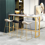 Modern Scandinavian PU Leather & Iron Triangle Bar Stool with Backrest and Footrest for Kitchen & Bar