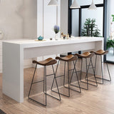 Modern Scandinavian PU Leather & Iron Triangle Bar Stool with Backrest and Footrest for Kitchen & Bar