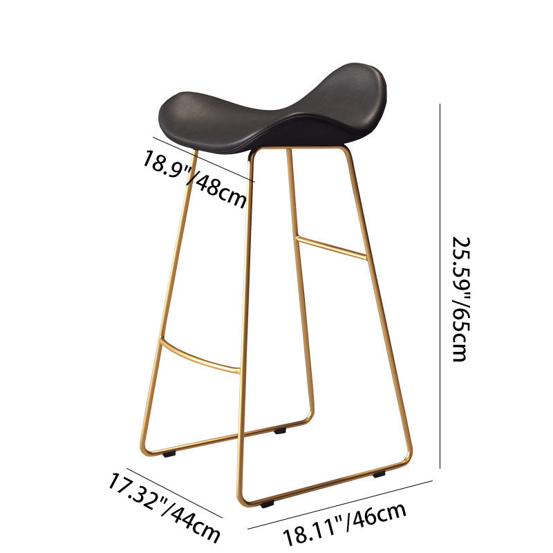 Modern Scandinavian PU Leather & Iron Triangle Bar Stool with Backrest and Footrest for Kitchen & Bar