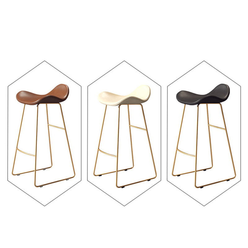 Modern Scandinavian PU Leather & Iron Triangle Bar Stool with Backrest and Footrest for Kitchen & Bar