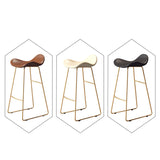 Modern Scandinavian PU Leather & Iron Triangle Bar Stool with Backrest and Footrest for Kitchen & Bar