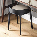 Modern Retro Ash Oak Wood Vanity Stool with Faux Leather Upholstery and Backrest – Round Bedroom Vanity Chair