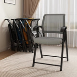Modern Minimalist Foldable Mesh Desk Chair with Foam Cushioned Seat, Carbon Steel Square Frame, Backrest and Armrests – Ideal for Home, Office, or Study