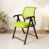 Modern Minimalist Foldable Mesh Desk Chair with Foam Cushioned Seat, Carbon Steel Square Frame, Backrest and Armrests – Ideal for Home, Office, or Study