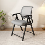 Modern Minimalist Foldable Mesh Desk Chair with Foam Cushioned Seat, Carbon Steel Square Frame, Backrest and Armrests – Ideal for Home, Office, or Study