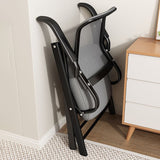 Modern Minimalist Foldable Mesh Desk Chair with Foam Cushioned Seat, Carbon Steel Square Frame, Backrest and Armrests – Ideal for Home, Office, or Study