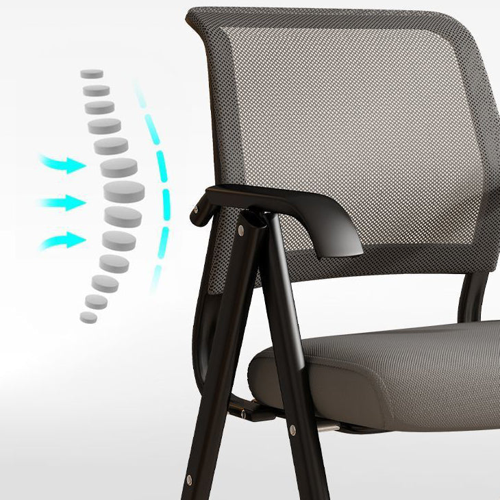 Modern Minimalist Foldable Mesh Desk Chair with Foam Cushioned Seat, Carbon Steel Square Frame, Backrest and Armrests – Ideal for Home, Office, or Study