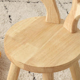 Modern Solid Wood Antler-Style Round Kids Stool with Backrest — Low-Height Seat for Living Room and Entryway