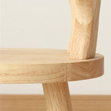 Modern Solid Wood Antler-Style Round Kids Stool with Backrest — Low-Height Seat for Living Room and Entryway