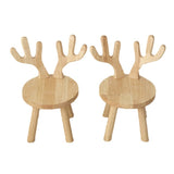 Modern Solid Wood Antler-Style Round Kids Stool with Backrest — Low-Height Seat for Living Room and Entryway