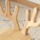 Modern Solid Wood Antler-Style Round Kids Stool with Backrest — Low-Height Seat for Living Room and Entryway