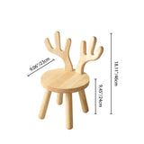 Modern Solid Wood Antler-Style Round Kids Stool with Backrest — Low-Height Seat for Living Room and Entryway
