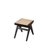 Traditional Japanese Rubber Wood & Rattan Rectangular V-Leg Bench with Handwoven Seat — Elegant Entryway & Living Room Accent
