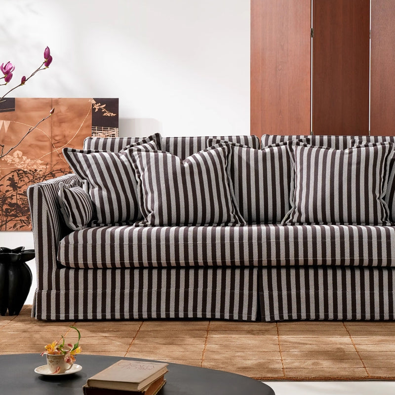 Birch-Frame Removable-Cover Sofa - Elegant French-Style 3/4-Seater Living Room Accent Chair