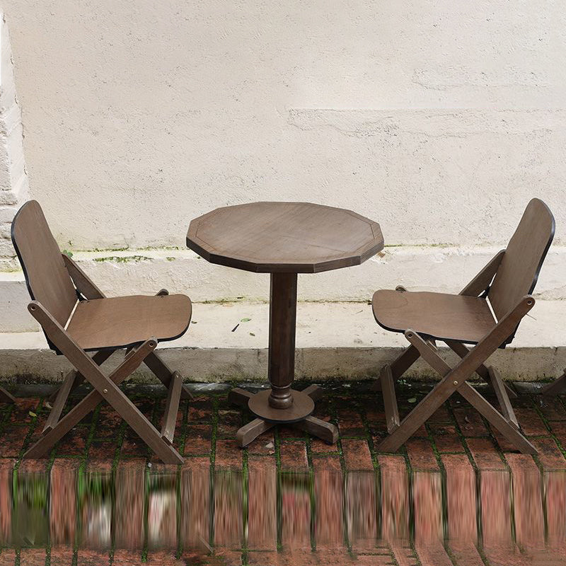Traditional Farmhouse Outdoor Coffee Table – Foldable Solid Wood & Plywood, 1-Tier, Round-Rectangular, For Outdoor Use