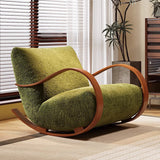 Contemporary Scandinavian Velvet Rocking Accent Chair with Curved Rectangular Backrest and Armrests - Carbon Steel Frame for Living Room
