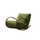 Contemporary Scandinavian Velvet Rocking Accent Chair with Curved Rectangular Backrest and Armrests - Carbon Steel Frame for Living Room