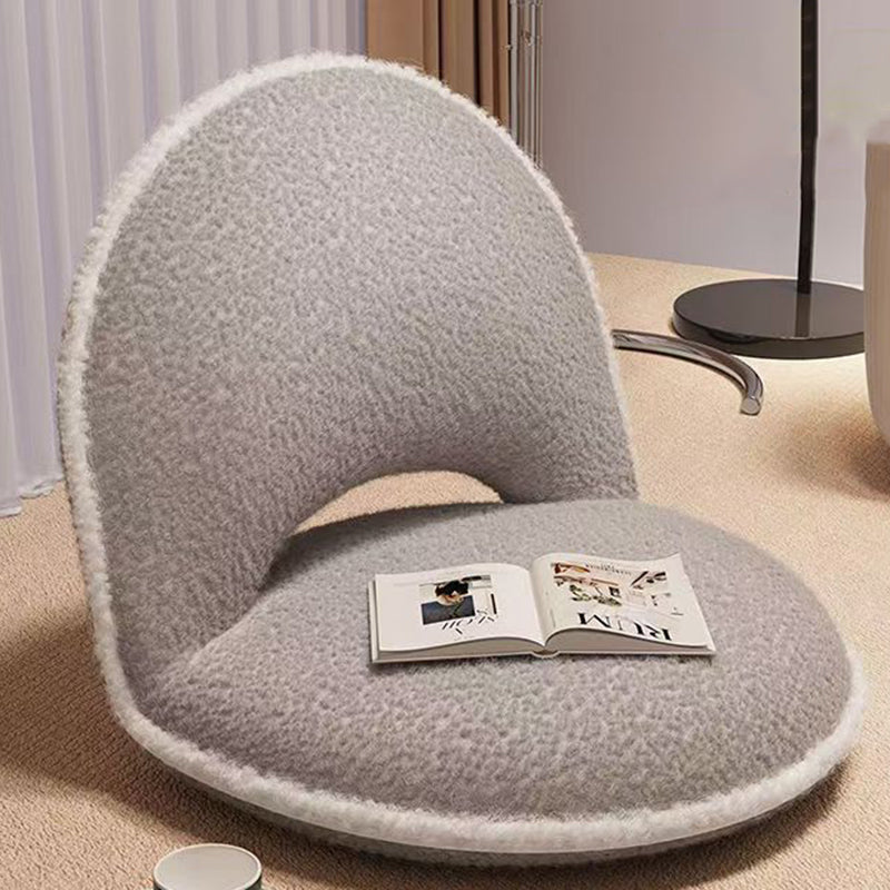 Modern Minimalist Oval Foldable Lambswool Corduroy Accent Chair with Carbon Steel Frame, Armless Backrest, for Living Room