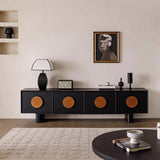 Sleek Modern Minimalist Rectangular Solid Wood TV Stand with Two Drawers for Living Room