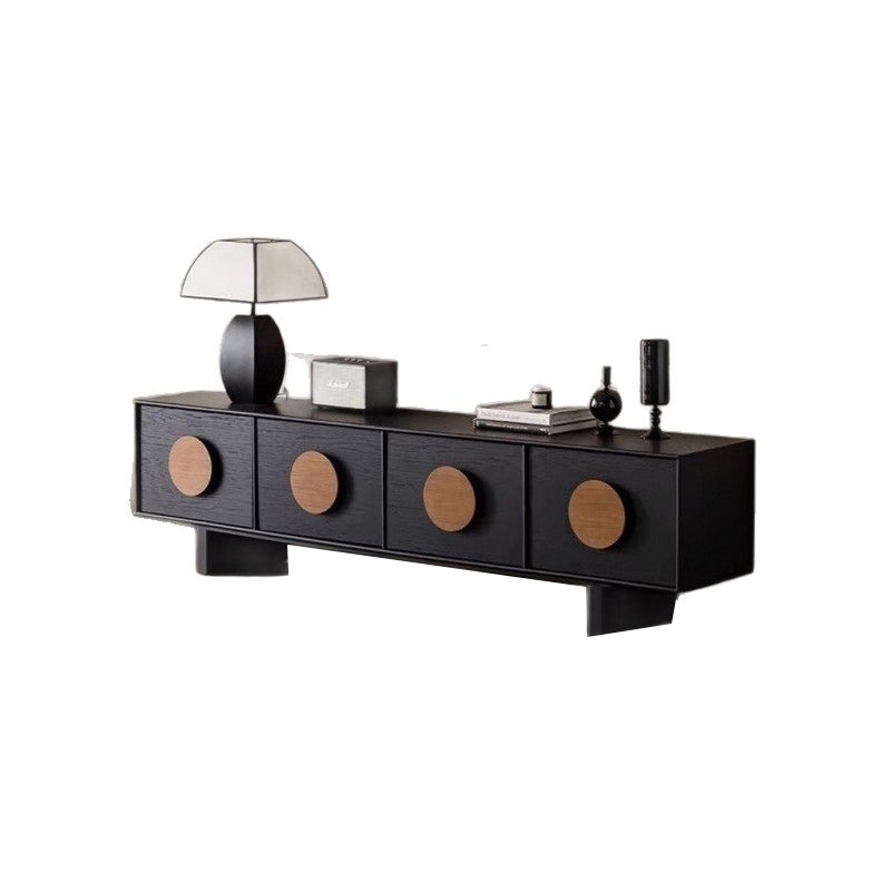 Sleek Modern Minimalist Rectangular Solid Wood TV Stand with Two Drawers for Living Room
