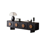 Sleek Modern Minimalist Rectangular Solid Wood TV Stand with Two Drawers for Living Room