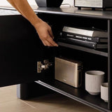 Sleek Modern Minimalist Rectangular Solid Wood TV Stand with Two Drawers for Living Room