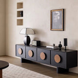 Sleek Modern Minimalist Rectangular Solid Wood TV Stand with Two Drawers for Living Room
