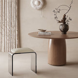 Chic Modern Minimalist Rectangular Acrylic Vanity Stool with Faux Leather for Bedroom