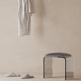 Chic Modern Minimalist Rectangular Acrylic Vanity Stool with Faux Leather for Bedroom