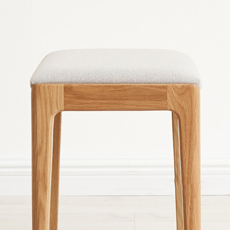 Modern Minimalist Rectangular Vanity Stool with Upholstered Fabric Seat and Wood Frame for Bedroom