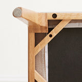Modern Minimalist Rectangular Vanity Stool with Upholstered Fabric Seat and Wood Frame for Bedroom