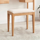 Modern Minimalist Rectangular Vanity Stool with Upholstered Fabric Seat and Wood Frame for Bedroom