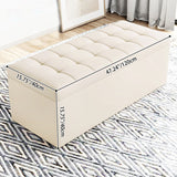 Modern Minimalist Rectangular Storage Bench in PU Leather with Faux Wood Panel – Ideal for Living Room