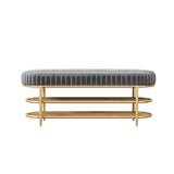 Luxurious Contemporary Oval Iron Crystal Velvet 2-Tier Shoe Storage Bench for Entryways