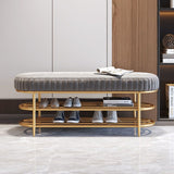 Luxurious Contemporary Oval Iron Crystal Velvet 2-Tier Shoe Storage Bench for Entryways