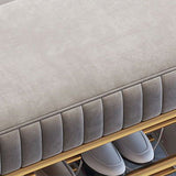 Luxurious Contemporary Oval Iron Crystal Velvet 2-Tier Shoe Storage Bench for Entryways