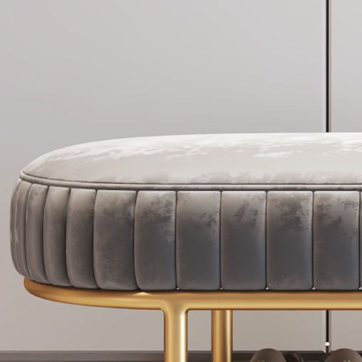 Luxurious Contemporary Oval Iron Crystal Velvet 2-Tier Shoe Storage Bench for Entryways
