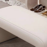 Modern Scandinavian Rectangular Shoe Bench with PU Leather and Faux Velvet Upholstery, Wood Panel, for Entryways