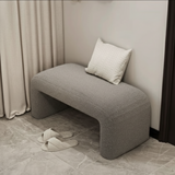 Modern Scandinavian Rectangular Shoe Bench with PU Leather and Faux Velvet Upholstery, Wood Panel, for Entryways